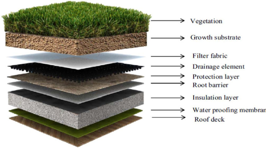 Image showing what material is needed for a green roof Courtesy ResearchGate
