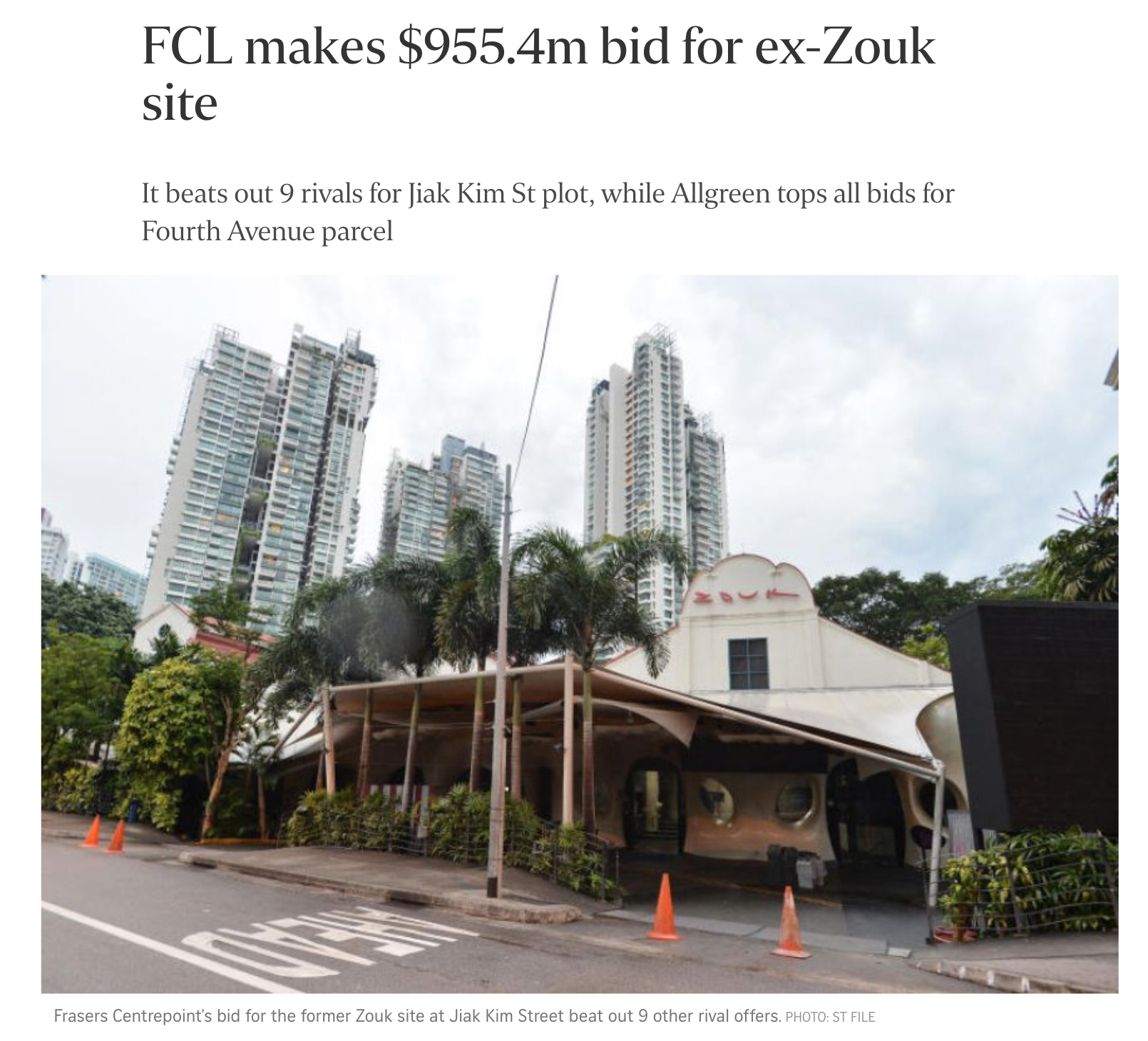 FCL makes $955.4 mil bid for ex-Zouk site courtesy ST