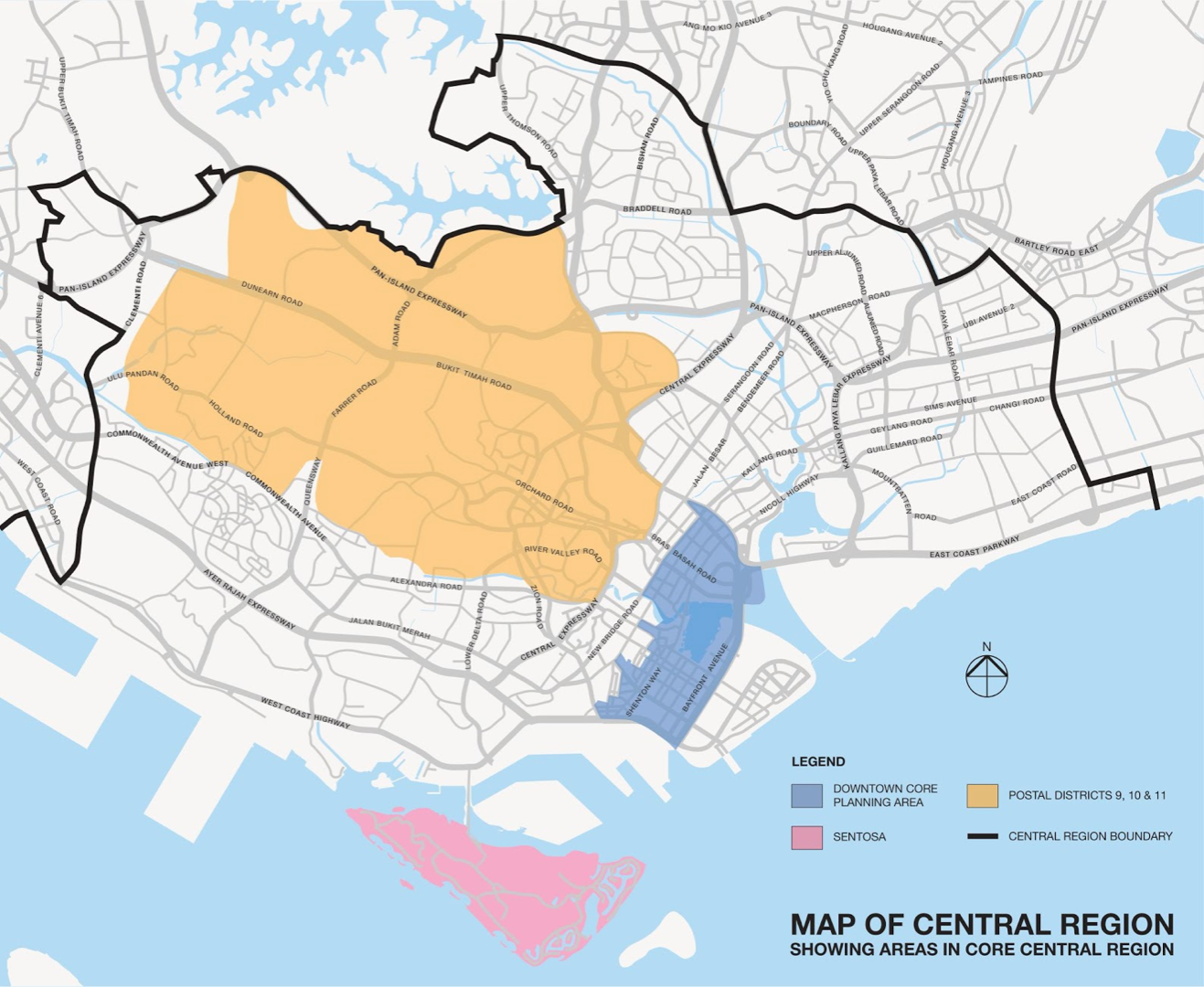 Map of Central Region Courtesy URA.