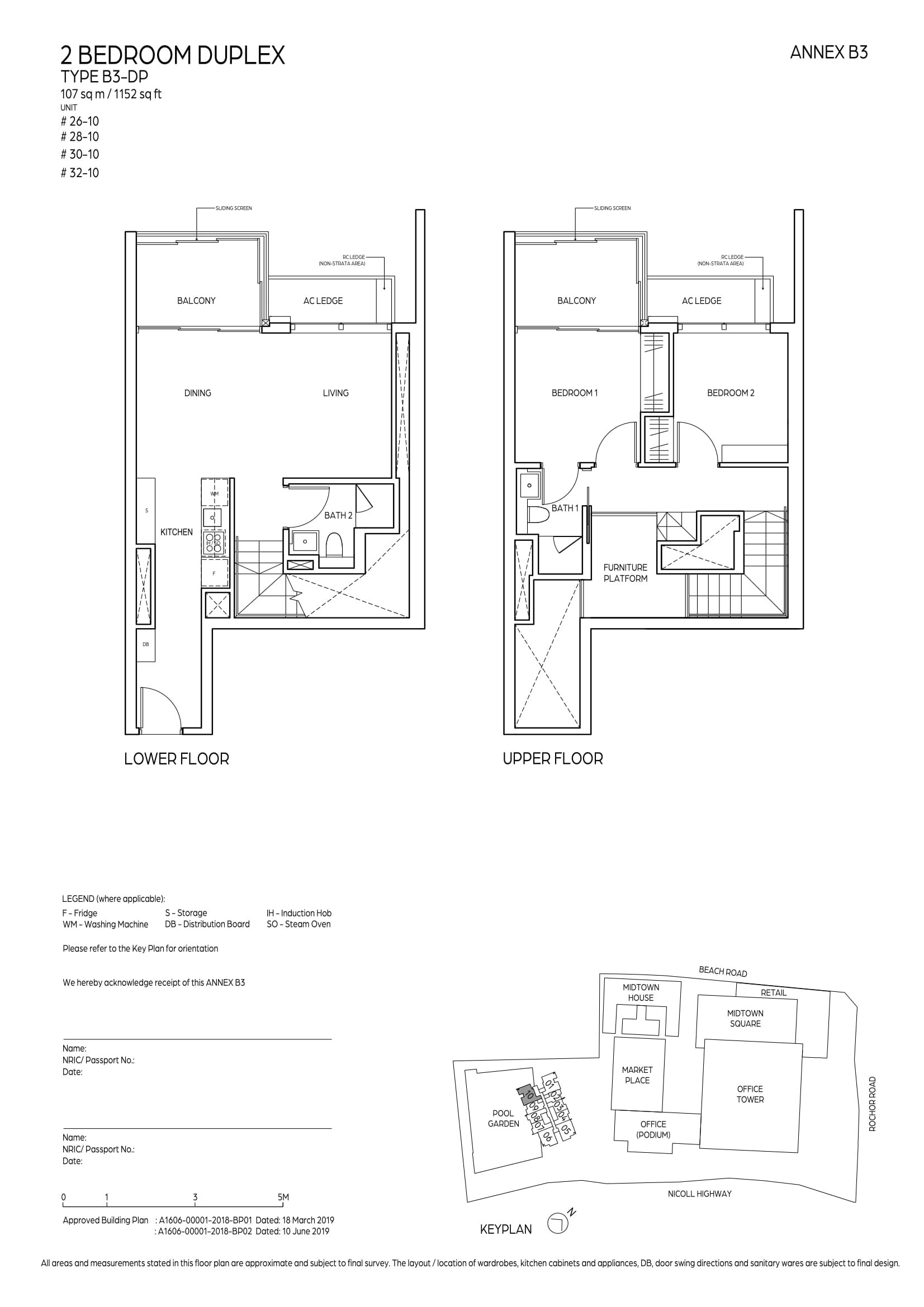 An example of a dual-key unit at Midtown Bay: 2 Bedroom Duplex B3-DP layout.