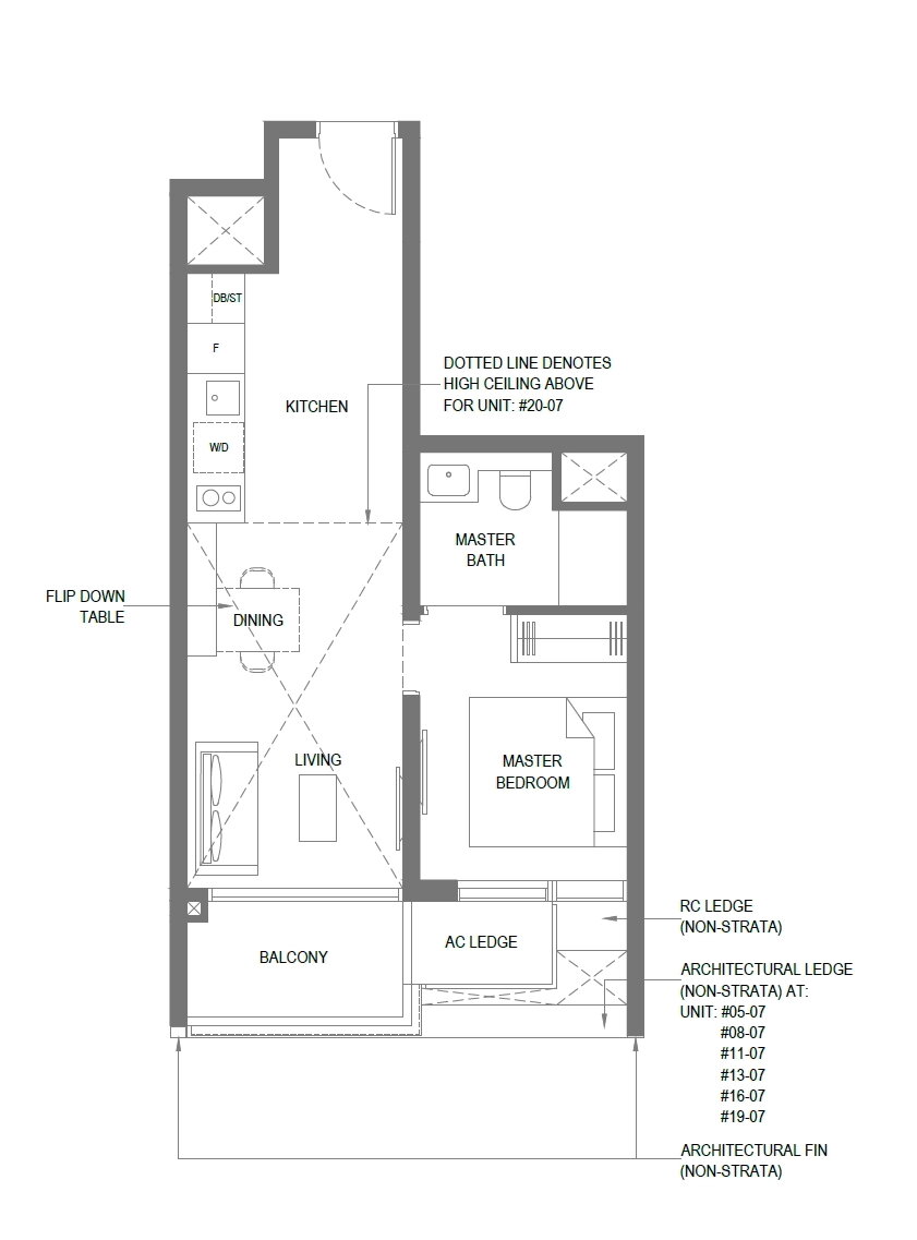 The M’s A9 1-bedder at 484 sq ft Balanced unit at $1.385 mil (as of 20th March 2021)