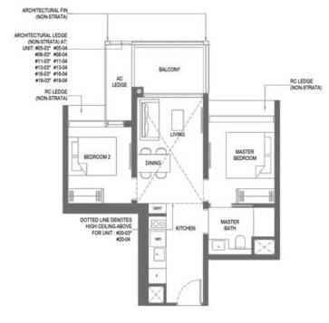 The M’s 2-bedder B5 layout592 sq ft going at $1.636 mil for a 4-storey unit
