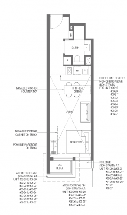 The M’s S1 Studio 1-bedder at 409 sq ft Lowest&nbsp; transaction at $962k