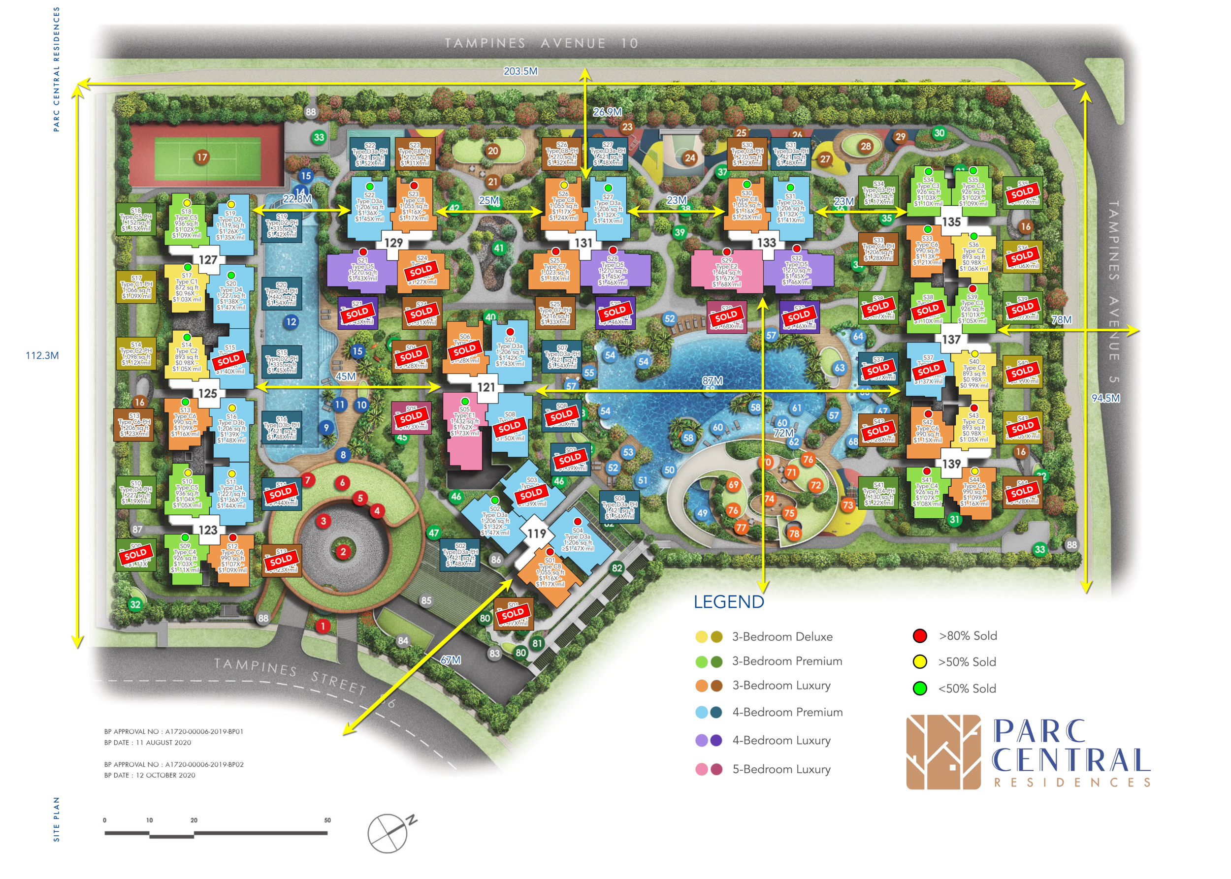 Sale Status Parc central price map.png