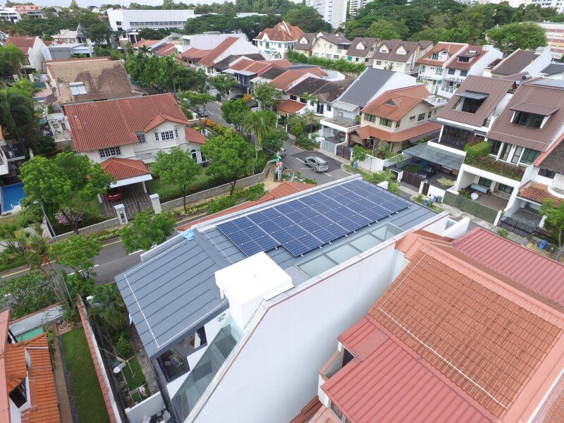 Solar panels on a landed home in Singapore Courtesy Eigen Energy